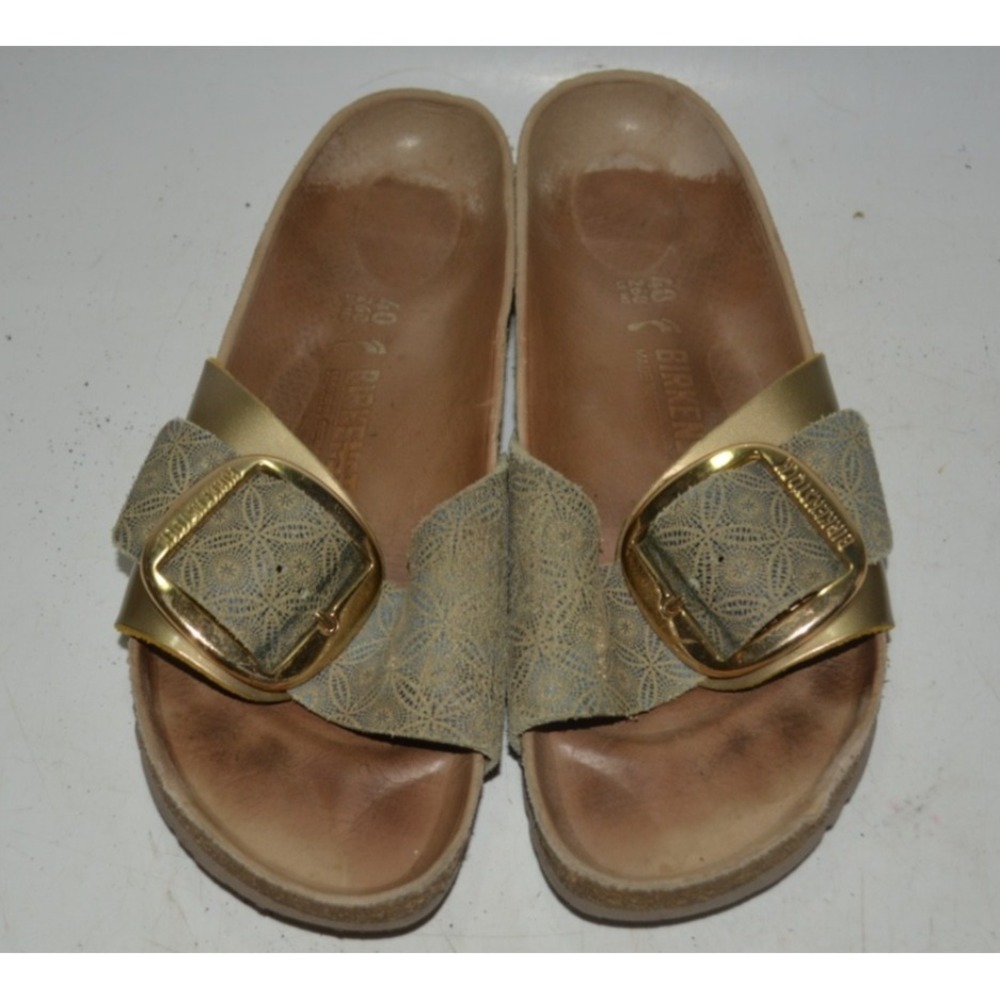 Birkenstock Madrid Women's Sandals Blue/Gold Moroccan Big Buckle Size 40 – Used